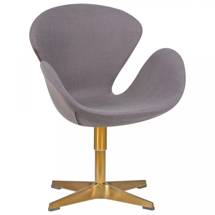 Кресло дизайнерское  SWAN, серая ткань IF11, золотое основание