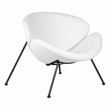 Кресло дизайнерское  EMILY, белый винил YP17, черное основание