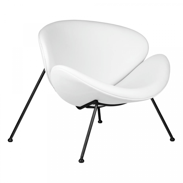 Кресло дизайнерское  EMILY, белый винил YP17, черное основание