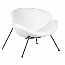 Кресло дизайнерское  EMILY, белый винил YP17, черное основание