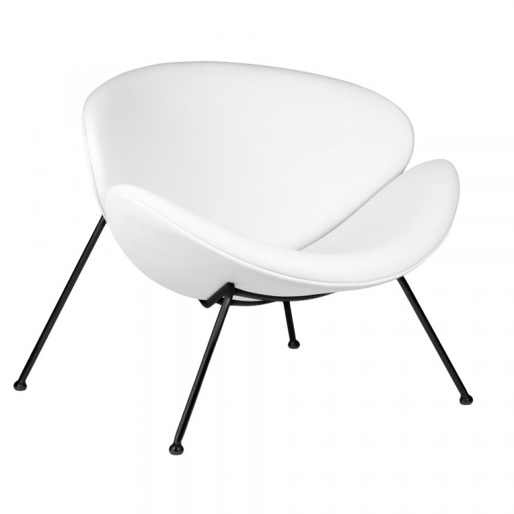 Кресло дизайнерское  EMILY, белый винил YP17, черное основание