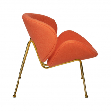 Кресло дизайнерское  EMILY, оранжевая ткань AF, золотое основание
