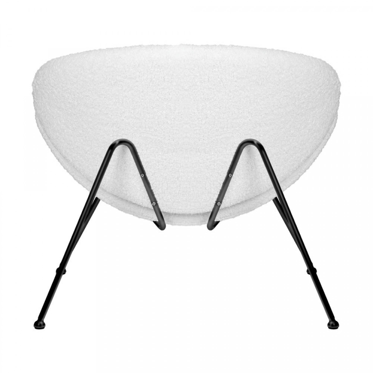 Кресло дизайнерское  EMILY, белый (букле) ткань, черное основание