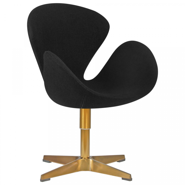Кресло дизайнерское  SWAN, черная ткань AF9, золотое основание
