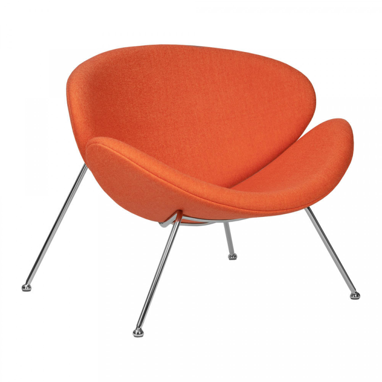 Кресло дизайнерское  EMILY, оранжевая ткань AF, хромированная сталь
