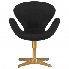 Кресло дизайнерское  SWAN, черная ткань AF9, золотое основание