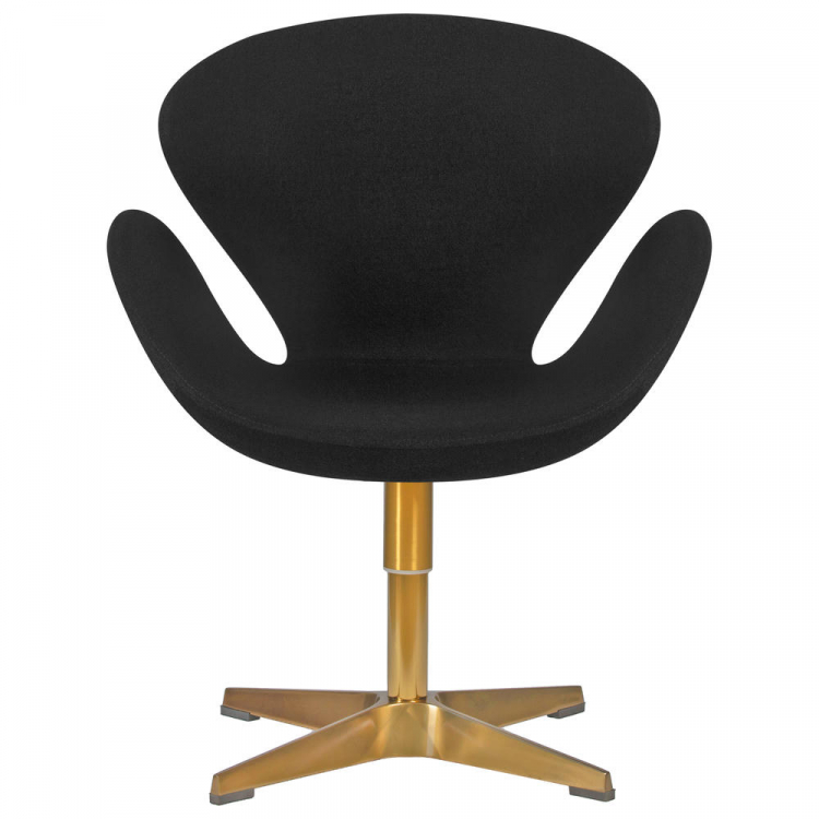 Кресло дизайнерское  SWAN, черная ткань AF9, золотое основание