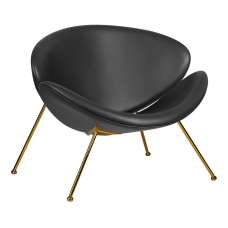Кресло дизайнерское  EMILY, черный винил YP16, золотое основания