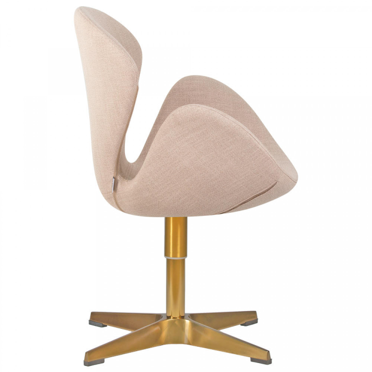 Кресло дизайнерское  SWAN, бежевая ткань IF1, золотое основание