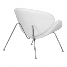 Кресло дизайнерское  EMILY, белый (букле) ткань , хромированная сталь