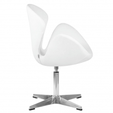 Кресло дизайнерское  SWAN, белый кожзам P23, алюминиевое основание