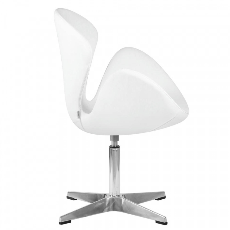 Кресло дизайнерское  SWAN, белый кожзам P23, алюминиевое основание