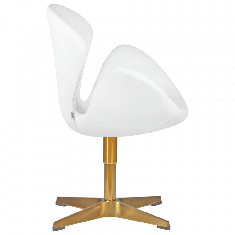 Кресло дизайнерское  SWAN, белый кожзам P23, золотое основание