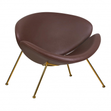 Кресло дизайнерское  EMILY, коричневый винил YP5, золотое основание