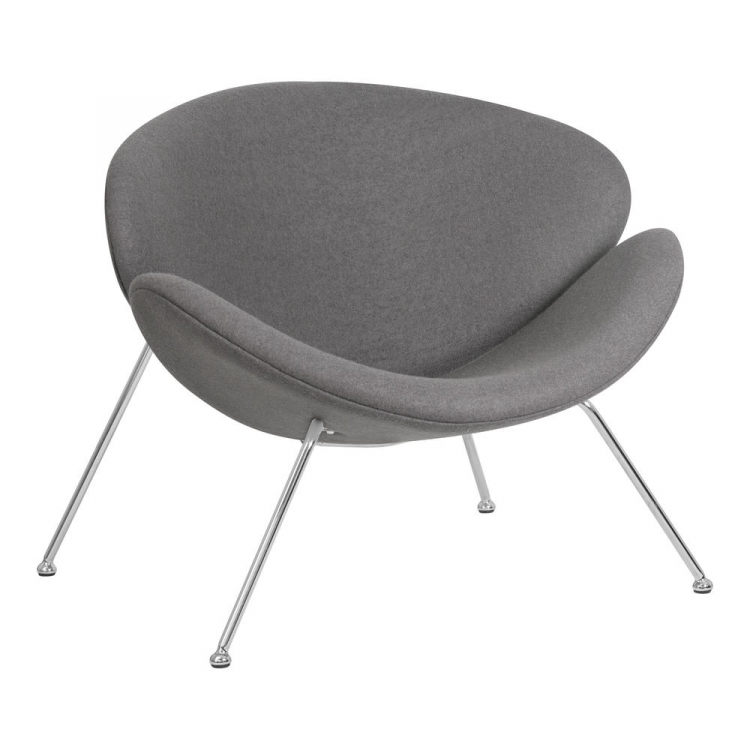 Кресло дизайнерское  EMILY, серая ткань AF7, хромированная сталь