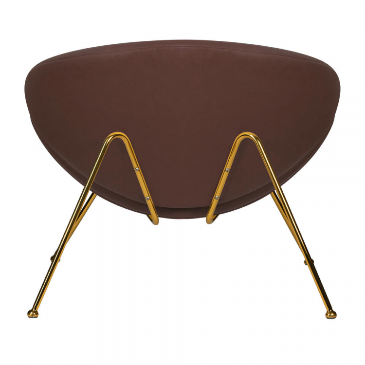 Кресло дизайнерское  EMILY, коричневый винил YP5, золотое основание