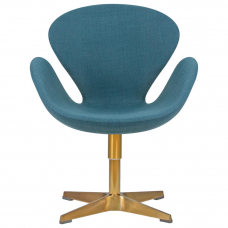 Кресло дизайнерское  SWAN, синяя ткань IF6, золотое основание