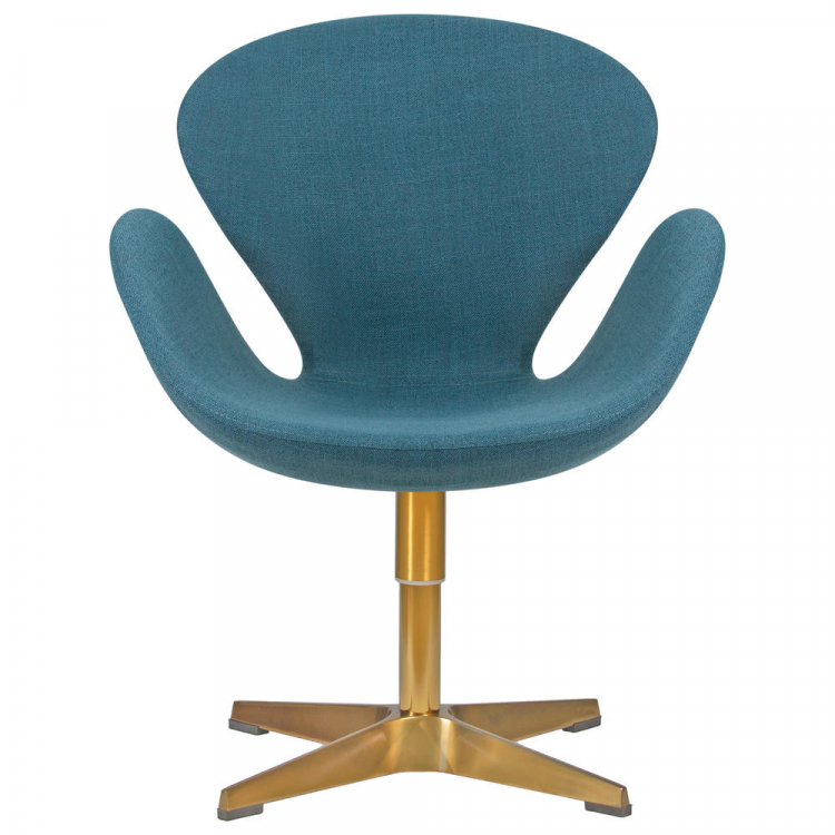 Кресло дизайнерское  SWAN, синяя ткань IF6, золотое основание
