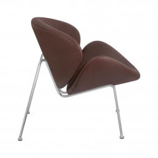 Кресло дизайнерское  EMILY, коричневый винил YP5, хромированная сталь