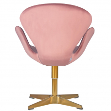 Кресло дизайнерское  SWAN, розовый велюр BLUVEL52, золотое основание