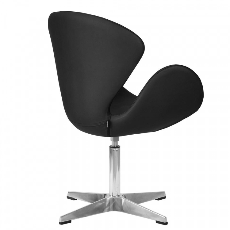 Кресло дизайнерское  SWAN, черный кожзам P13, алюминиевое основание