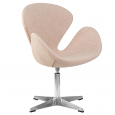 Кресло дизайнерское  SWAN, бежевая ткань IF1, алюминиевое основание