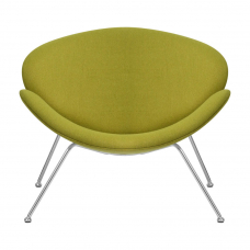 Кресло дизайнерское  EMILY, светло-зеленая ткань AF3, хромированная сталь