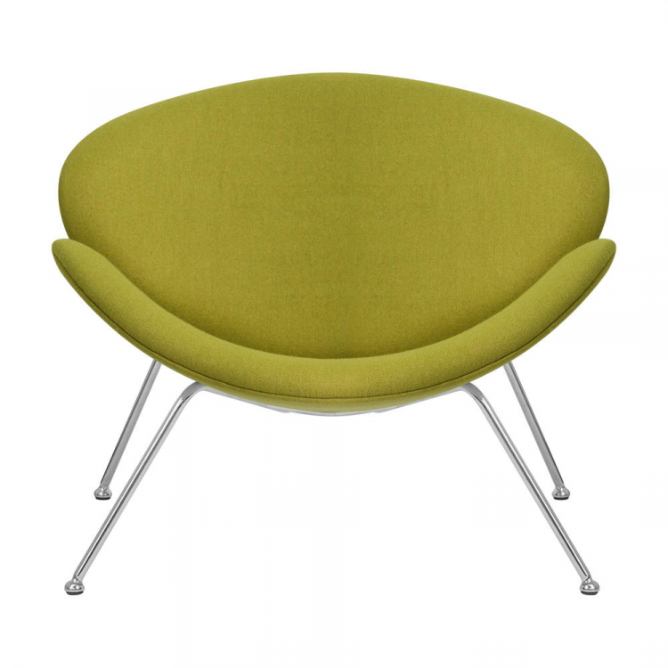 Кресло дизайнерское  EMILY, светло-зеленая ткань AF3, хромированная сталь