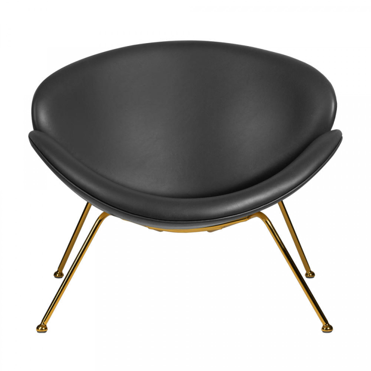 Кресло дизайнерское  EMILY, черный винил YP16, золотое основания