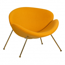 Кресло дизайнерское  EMILY, желтая ткань AF13, золотое основание