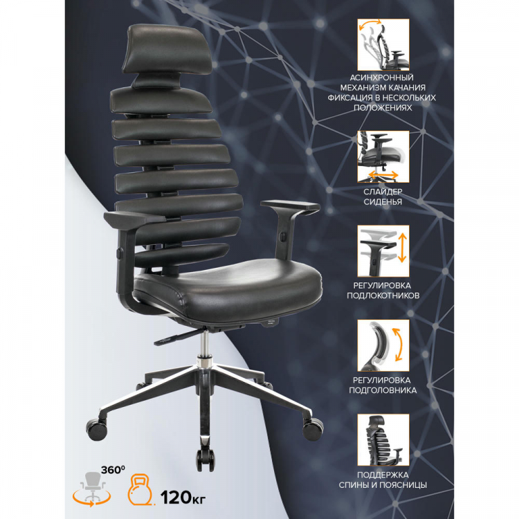 Кресло руководителя Everprof Ergo Black Экокожа Черный