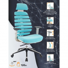 Кресло руководителя Everprof Ergo Grey Ткань Бирюзовый
