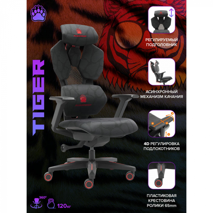 Геймерское кресло Everprof Tiger Сетка Черный