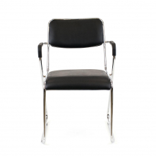 Кресло для посетителей Everprof Fix Plus Chrome Экокожа Черный