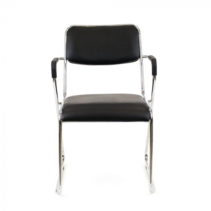 Кресло для посетителей Everprof Fix Plus Chrome Экокожа Черный