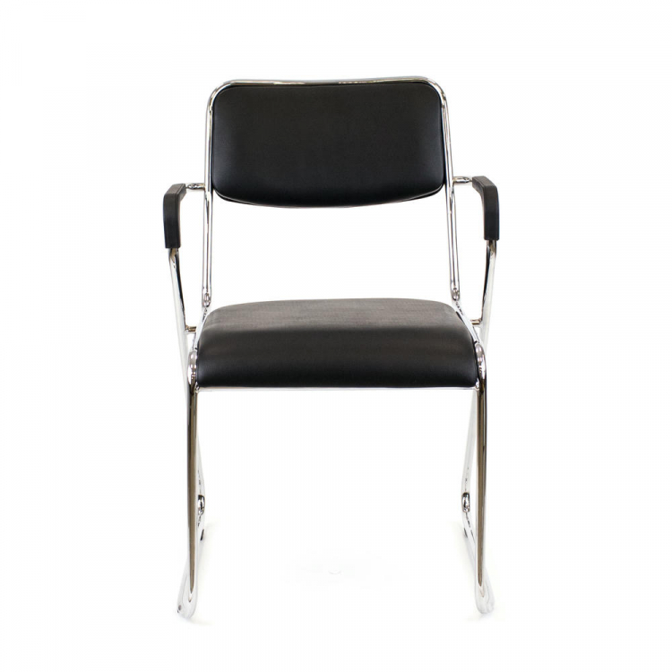 Кресло для посетителей Everprof Fix Plus Chrome Экокожа Черный