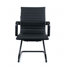 Кресло для посетителей Everprof Leo Black CF Экокожа Черный