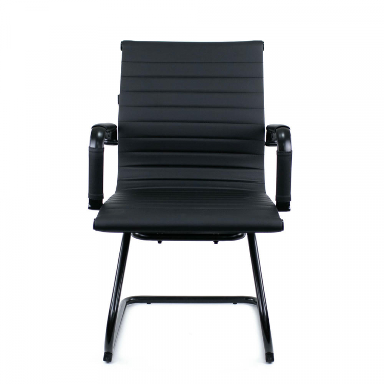 Кресло для посетителей Everprof Leo Black CF Экокожа Черный