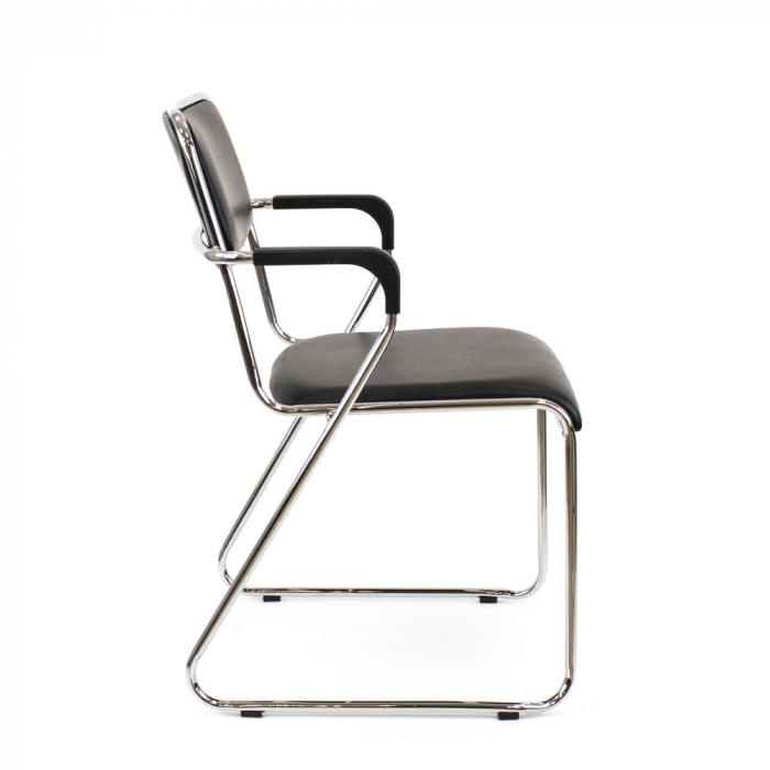 Кресло для посетителей Everprof Fix Plus Chrome Экокожа Черный