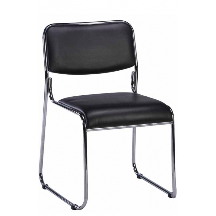 Кресло для посетителей Everprof Fix Chrome Экокожа Черный