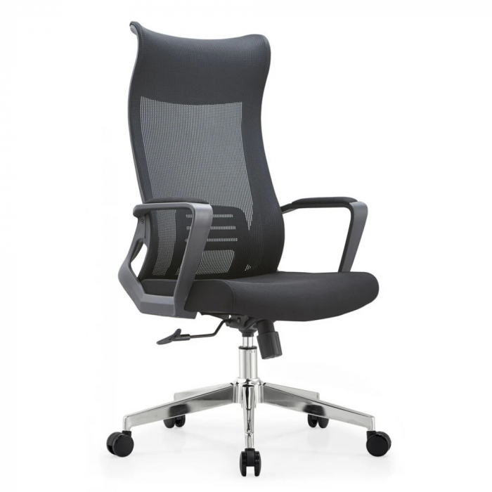 Кресло RECORD BLACK (Рекорд) chrome (сетка Black/ткань Black)