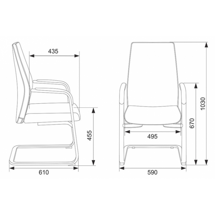 Кресло на полозьях Jons-Low-V кожа черная