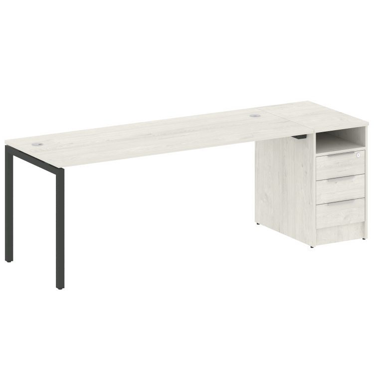 Metal System Quattro Рабочая станция с тумбой на П-образном м/к 40БП.РС-СТП-1.5 Дуб Наварра/Металл А