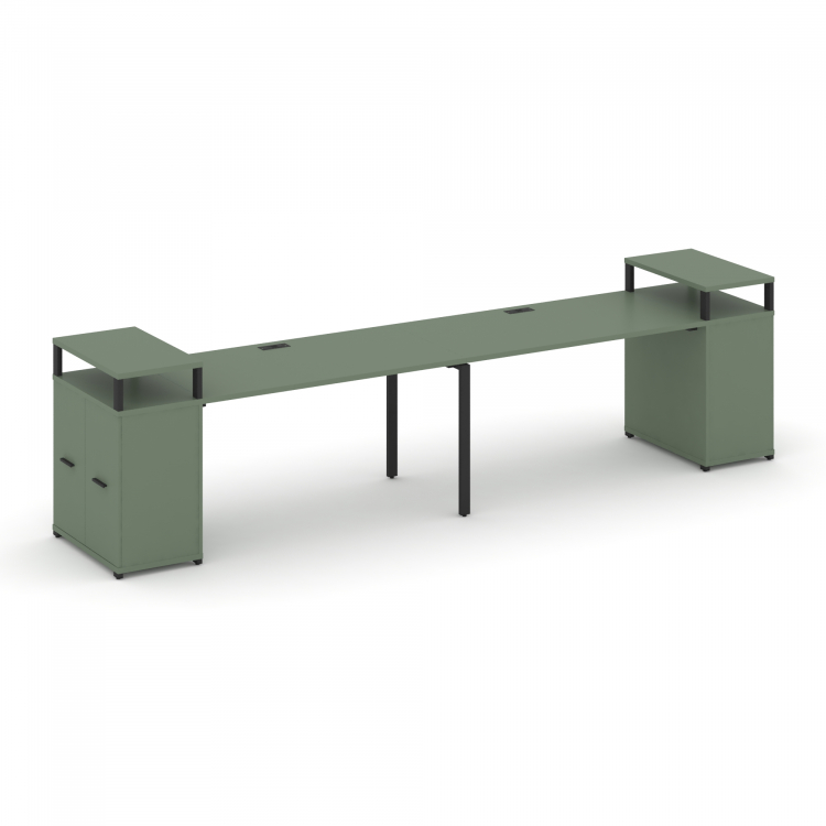 Concept Рабочая станция с опорными распаш. шкафами с верх. горизонтами CN.ORS-222 B Кобо/Металл Чер