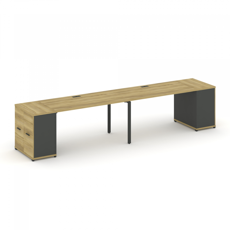 Concept Рабочая станция с опорными распаш. шкафами CN.ORS-218 A Дуб Винченцо/Антрацит/Металл Антраци