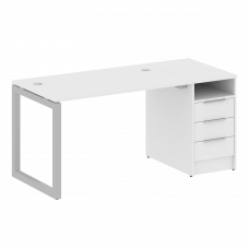 Metal System Quattro Рабочая станция с тумбой на О-образном м/к 50БО.РС-СТП-1.2 Белый/Металл Серый 1