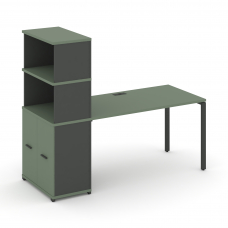 Concept Стол рабочий с опорным распаш. шкафом с надставкой выс. CN.SP-230 A Кобо/Антрацит/Металл Ант