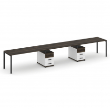 Concept Рабочая станция 3 места с 2 опорными тумбами CN.ORS-336 B Дуб Мали/Белый Бриллиант/Металл Че