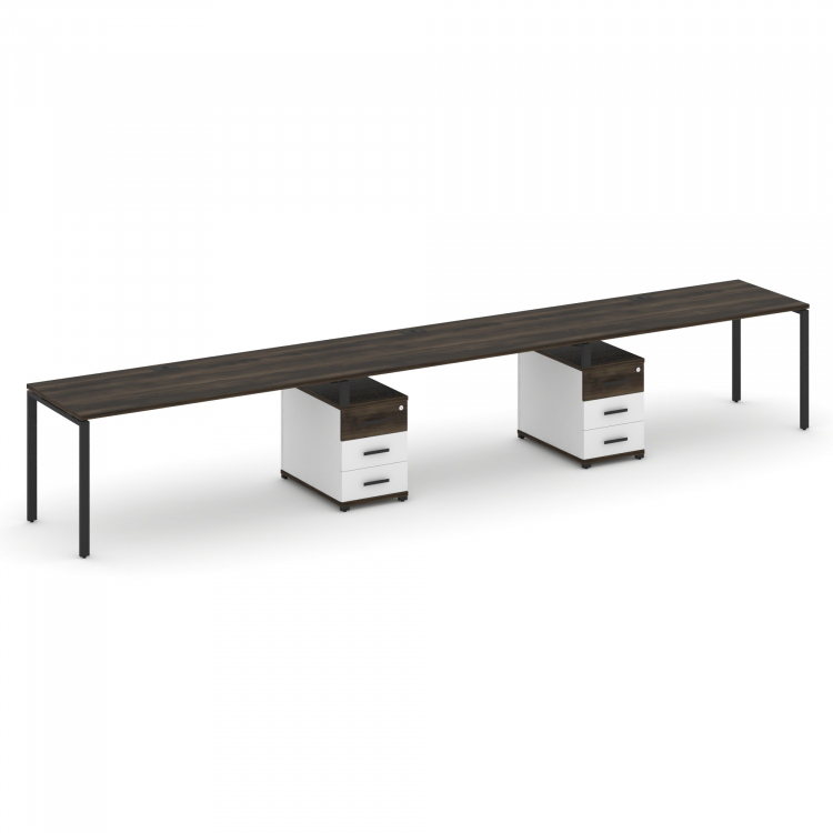 Concept Рабочая станция 3 места с 2 опорными тумбами CN.ORS-336 B Дуб Мали/Белый Бриллиант/Металл Че