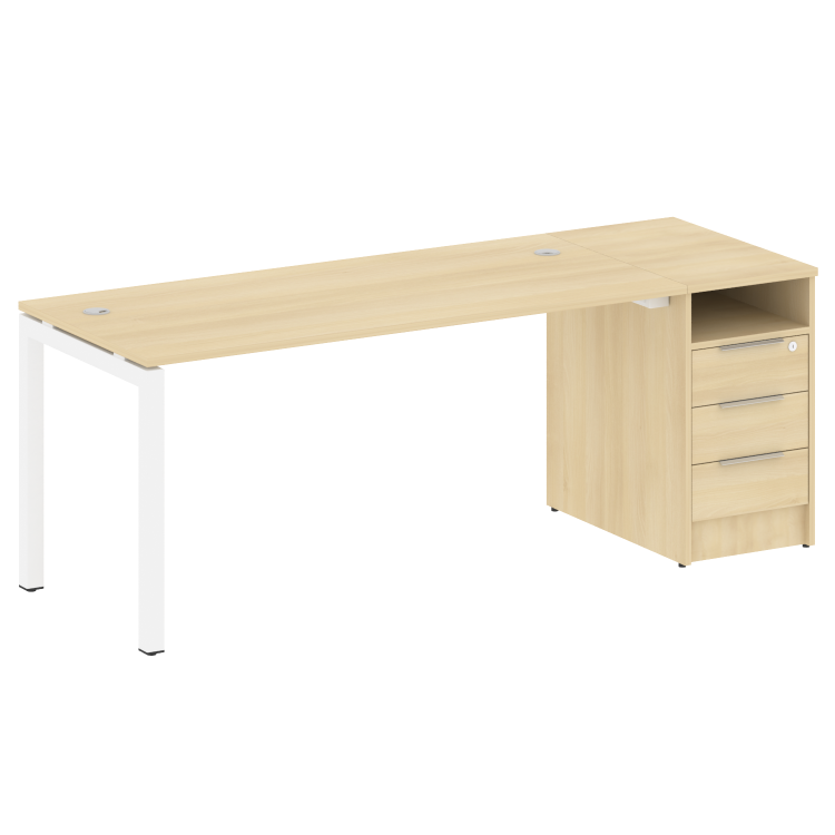 Metal System Quattro Рабочая станция с тумбой на П-образном м/к 50БП.РС-СТП-1.4 Акация Лорка/Металл